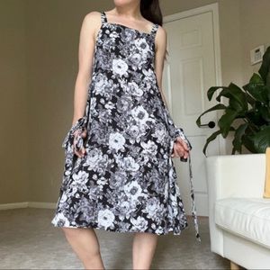 INTIMATELY Free People Black and White Floral Tie Dress Tunic Beach Coverup